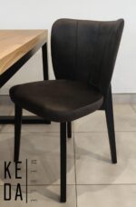 krzesło Tuoli, krzesło tapicerowane, ciemnoszare krzesło, krzesło z drewnianymi czarnymi nogami tapicerowane,