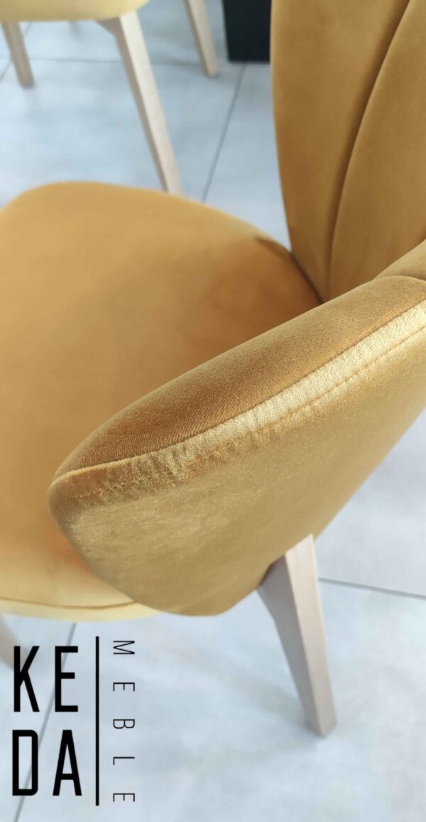 krzesło tapicerowane Tuoli, krzesło musztardowe, krzesło miodowe, krzesło pomarańczowe, tapicerowane krzesło na drewnianych nogach, kedameble, keda meble, kedameble sklep, keda-meble, keda-meble sklep