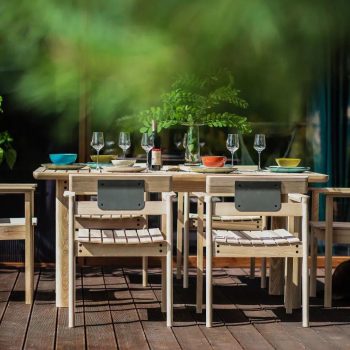stół jasny zestaw, stół drewniany, stół jesionowy, stół do ogrodu terrass, stół ogrodowy, stół na zewnątrz, stół na taras, stół na patio,