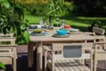 zestaw mebli ogrodowych na taras, stół i krzesła na patio, stół z krzesłami do ogrodu, meble ogrodowe, stół 160x100 z krzesłami, komplet mebli drewnianych do ogrodu, meble z drewna na zewnątrz