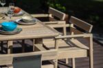 zestaw mebli ogrodowych na taras, stół i krzesła na patio, stół z krzesłami do ogrodu, meble ogrodowe, stół 160x100 z krzesłami, komplet mebli drewnianych do ogrodu, meble z drewna na zewnątrz