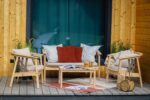 zestaw mebli ogrodowych ribbon,, sofa fotele i stolik do ogrodu, na taras, partio, meble ogrodowe z poduszkami,