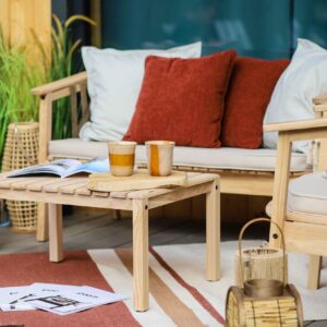 stolik ogrodowy ribbon, drewniany stolik na taras, stolik do sofy ogrodowe, stolik z drewna na patio, stoliczek ogrodowy, stoliczek z litego drewna